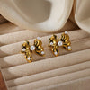 Pearl Earrings Imitation Pearl Electroplated Heart Shape Bow Tie Style For Women