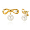 Pearl Earrings Imitation Pearl Electroplated Heart Shape Bow Tie Style For Women