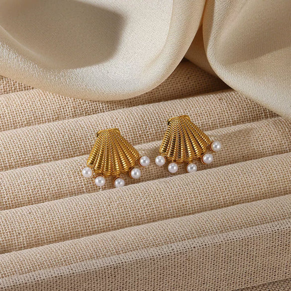 Pearl Earrings Imitation Pearl Electroplated Heart Shape Bow Tie Style For Women