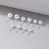 Pearl Earrings Metal Geometric Electroplating Small Flower Semicircle Style For Ladies