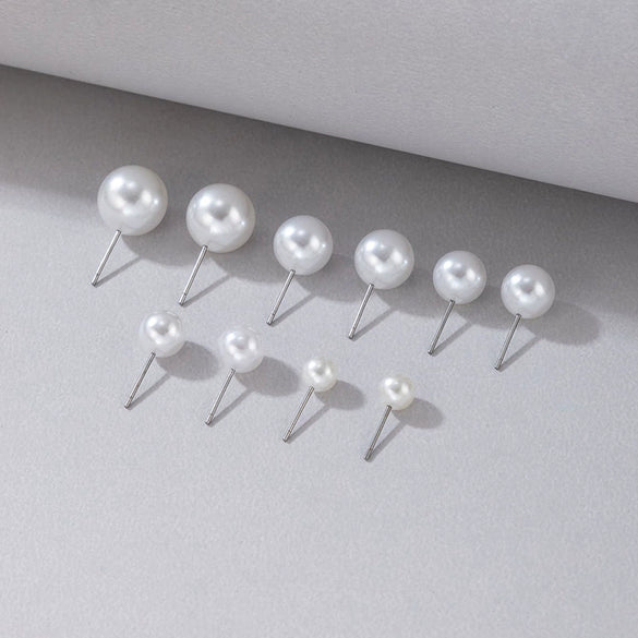 Pearl Earrings Metal Geometric Electroplating Small Flower Semicircle Style For Ladies