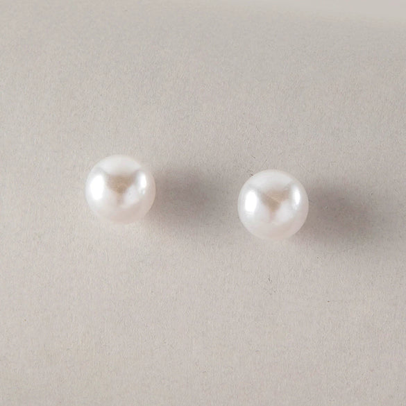 Pearl Earrings Metal Geometric Electroplating Small Flower Semicircle Style For Ladies