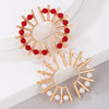 Pearl Earrings Metal Geometric Electroplating Small Flower Semicircle Style For Ladies