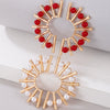 Pearl Earrings Metal Geometric Electroplating Small Flower Semicircle Style For Ladies