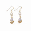 Pearl Earrings Natural Freshwater Drop Shape Zircon Flower Wrapping 14K Gold Filled Exotic Style For Women