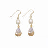 Pearl Earrings Natural Freshwater Drop Shape Zircon Flower Wrapping 14K Gold Filled Exotic Style For Women