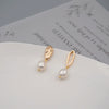 Pearl Earrings Retro Geometric Asymmetrical Electroplating For Women
