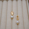 Pearl Earrings Retro Geometric Asymmetrical Electroplating For Women