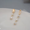 Pearl Earrings Retro Geometric Asymmetrical Electroplating For Women