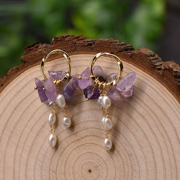 Pearl Earrings Retro Geometric Constellation Electroplating Jewelry For Women