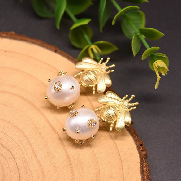 Pearl Earrings Retro Geometric Constellation Electroplating Jewelry For Women