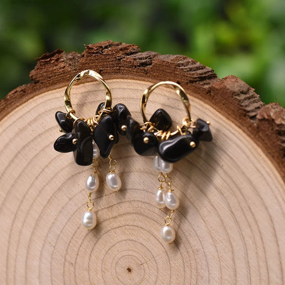 Pearl Earrings Retro Geometric Constellation Electroplating Jewelry For Women