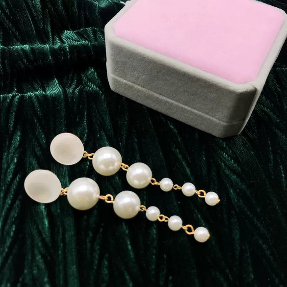 Pearl Earrings Retro Geometric Drop Shape Cshaped Electroplated Jewelry For Women