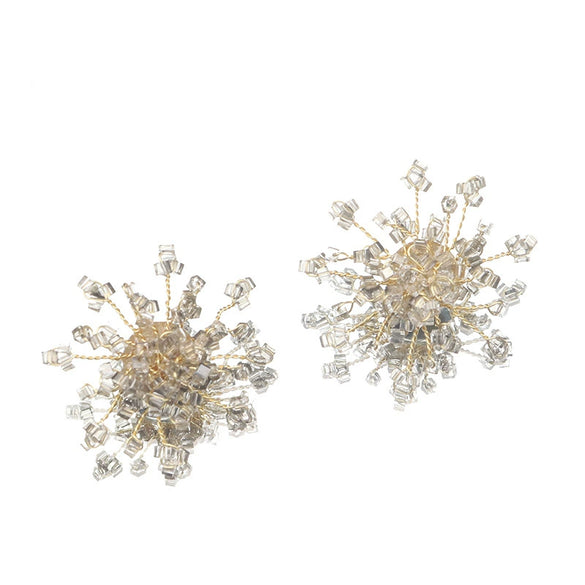 Pearl Earrings Retro Geometric Style With Electroplating