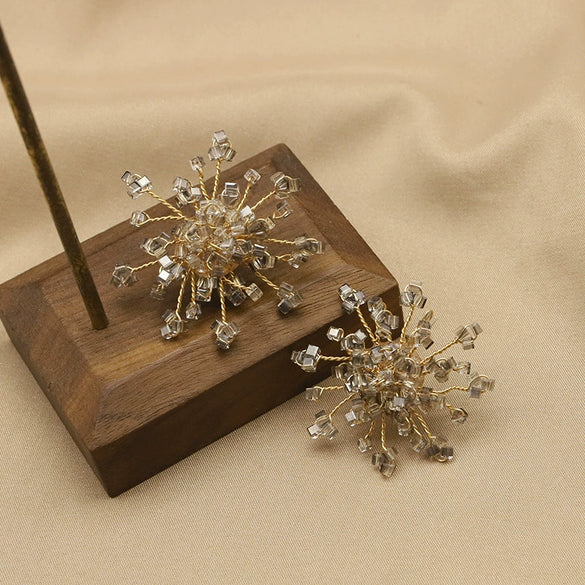 Pearl Earrings Retro Geometric Style With Electroplating