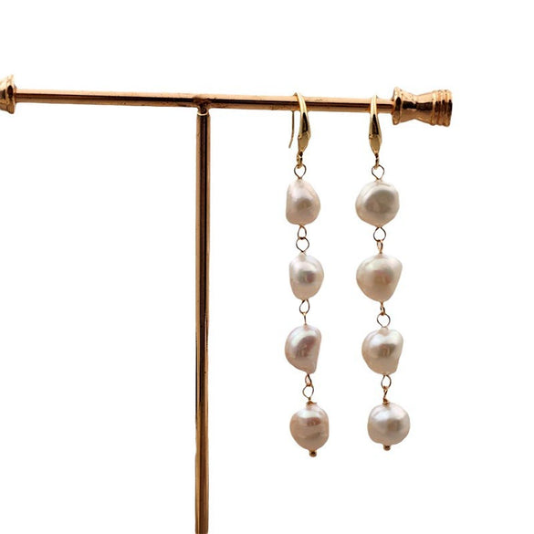 Pearl Earrings Retro Palace Style Geometric Handmade Jewelry For Women