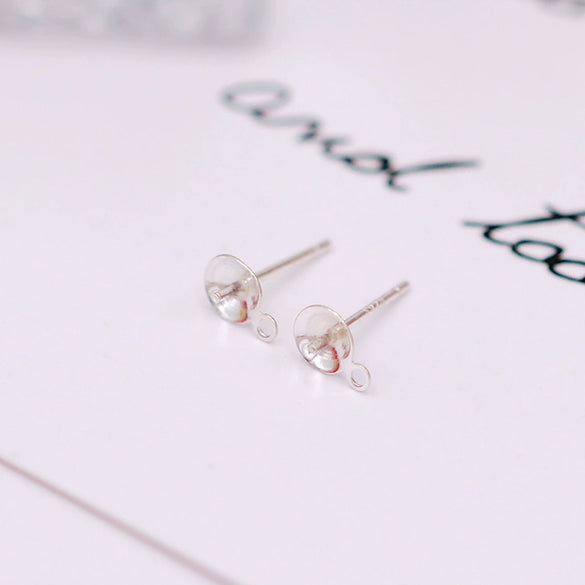 Pearl Earrings S925 Silver Needle 18K Gold Plated Copper Accessories Electroplating Diy Cross Bowl Style