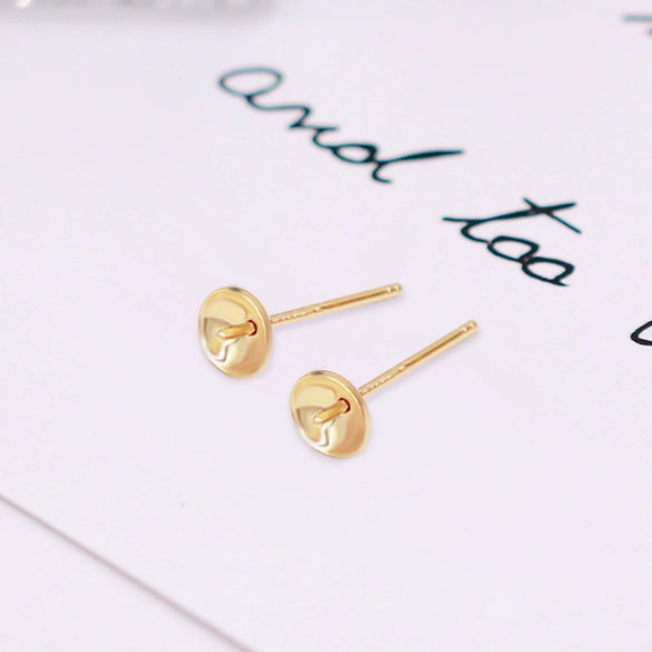 Pearl Earrings S925 Silver Needle 18K Gold Plated Copper Accessories Electroplating Diy Cross Bowl Style