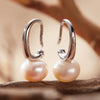 Pearl Earrings S925 Sterling Silver Inlaid Geometric Style For Women