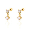 Pearl Earrings 925 Silver Geometric Sweet Style Electroplated For Women