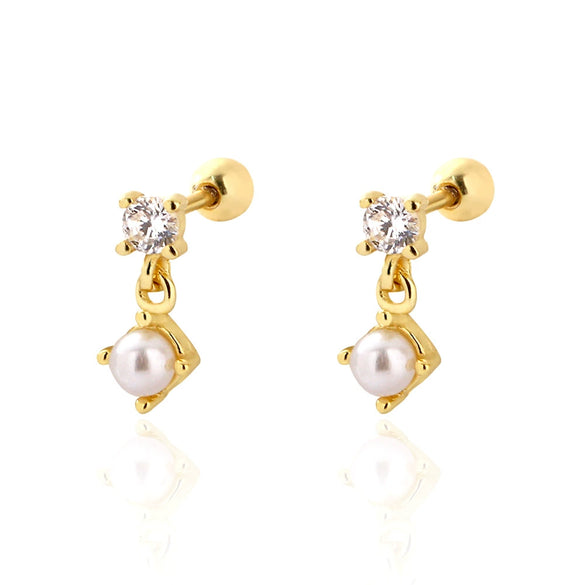 Pearl Earrings 925 Silver Geometric Sweet Style Electroplated For Women
