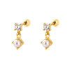 Pearl Earrings 925 Silver Geometric Sweet Style Electroplated For Women