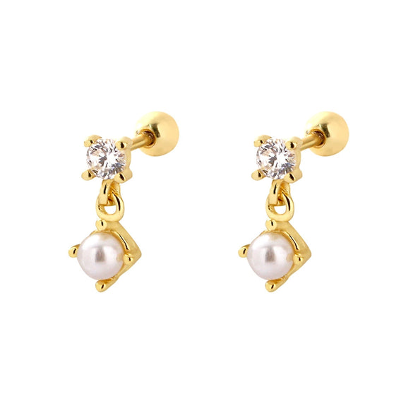 Pearl Earrings 925 Silver Geometric Sweet Style Electroplated For Women