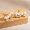 Pearl Earrings 925 Silver Needle Light Luxury Minimalist Geometric Electroplated Women's Jewelry
