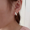 Pearl Earrings 925 Silver Needle Women's Exquisite Design Oblate Shape
