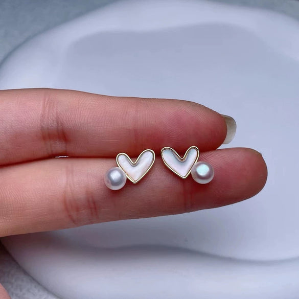 Pearl Earrings 925 Silver Needle Women's Exquisite Design Oblate Shape