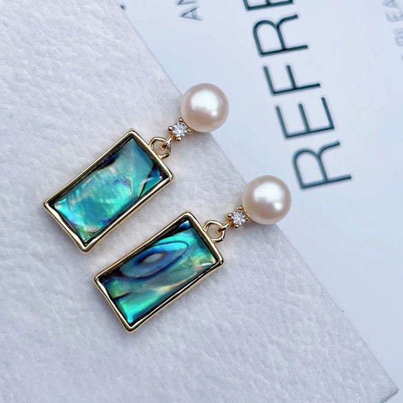 Pearl Earrings 925 Silver Needle Women's Minimalist Oblate Freshwater Pearl Jewelry