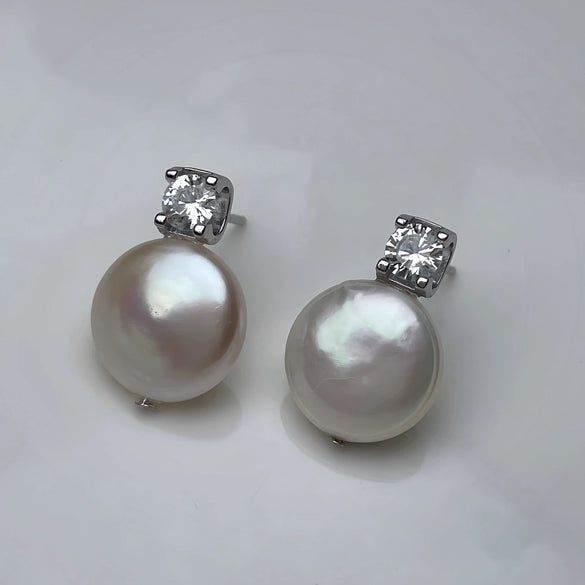 Pearl Earrings 925 Silver Needle Women's Special Shape