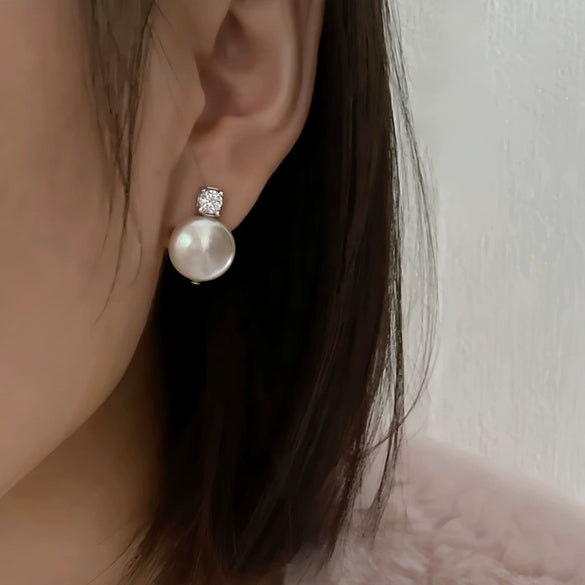 Pearl Earrings 925 Silver Needle Women's Special Shape