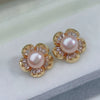 Pearl Earrings Silver Pin Light Luxury Highend Women's Fashion Jewelry With Flat Round And Rose Buns Round Pearls