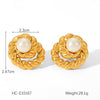 Pearl Earrings Stainless Steel Geometric Bow Electroplated Women's