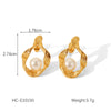 Pearl Earrings Stainless Steel Geometric Bow Electroplated Women's