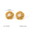 Pearl Earrings Stainless Steel Geometric Bow Electroplated Women's