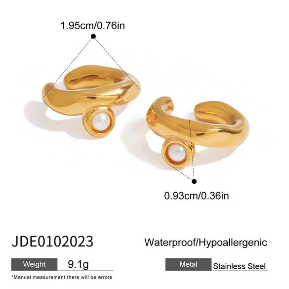 Pearl Earrings Stainless Steel Geometric Electroplated Light Luxury Niche Style