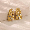 Pearl Earrings Stainless Steel Geometric Irregular Hammered Electroplated For Women