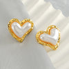 Pearl Earrings Stainless Steel Heartshaped Electroplated Fashionable Women's