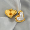 Pearl Earrings Stainless Steel Heartshaped Electroplated Fashionable Women's