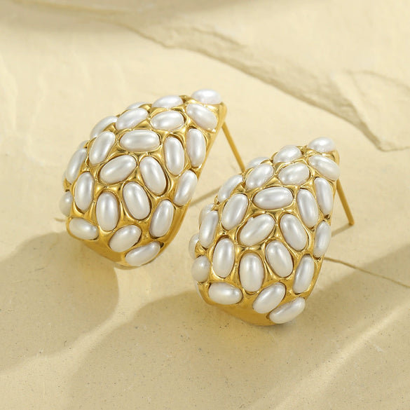 Pearl Earrings Stainless Steel 18K Electroplating Geometric Women's Fashion