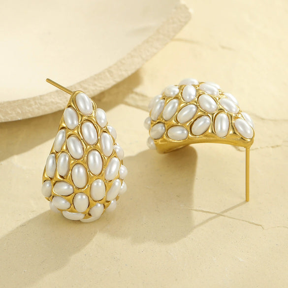 Pearl Earrings Stainless Steel 18K Electroplating Geometric Women's Fashion