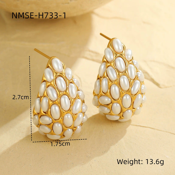 Pearl Earrings Stainless Steel 18K Electroplating Geometric Women's Fashion