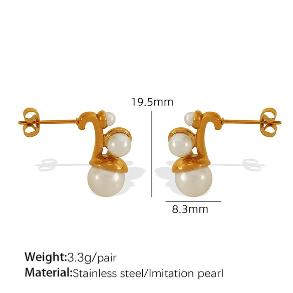 Pearl Earrings 316L Stainless Steel Electroplating Fashion Design For Women