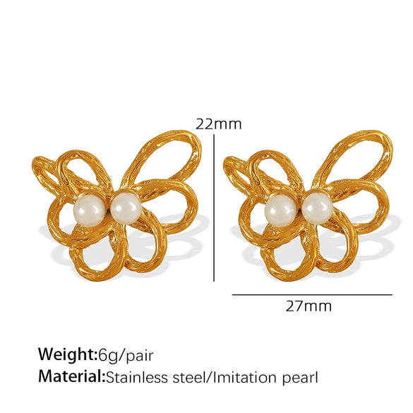 Pearl Earrings 316L Stainless Steel Electroplating Fashion Design For Women