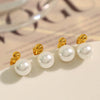 Pearl Earrings 316L Stainless Steel Geometric Electroplating Light Luxury Girls Earrings