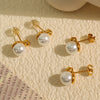 Pearl Earrings 316L Stainless Steel Geometric Electroplating Light Luxury Girls Earrings