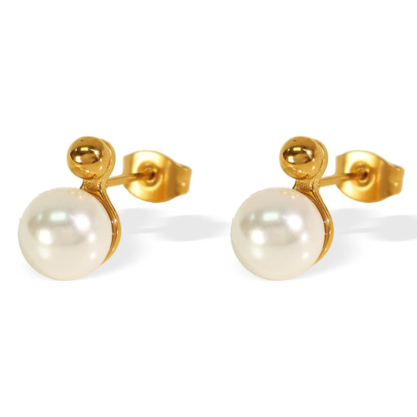 Pearl Earrings 316L Stainless Steel Geometric Electroplating Light Luxury Girls Earrings