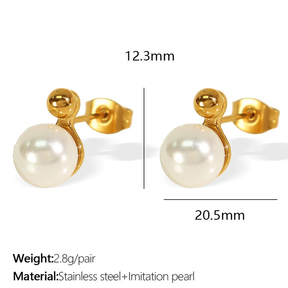 Pearl Earrings 316L Stainless Steel Geometric Electroplating Light Luxury Girls Earrings